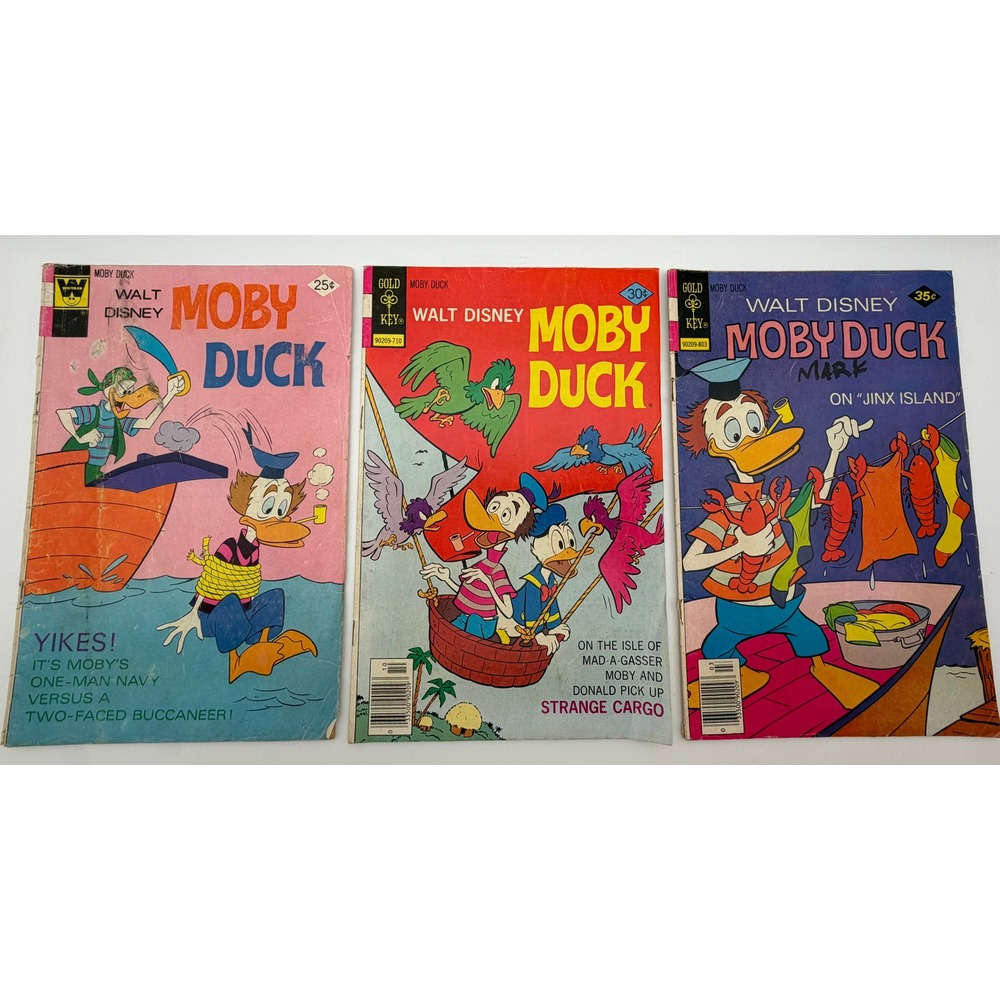 Vintage Walt Disney Moby Duck Comic Book Lot Gold Key Whitman Issues 25 28 30